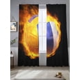 thumbnail image 2 of Flame Volleyball Sheer Curtains 2 Panels Set Sports Black Background Abstract Art Sheer Window Curtains Light Filtering Rod Pocket Voile Drapes for Bedroom Living Room 52"X84", 2 of 8