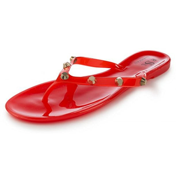A USA" Collection Brand Womens Funky Gold Studded Jelly Flip