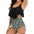 thumbnail image 1 of AMERTEER Women Two Pieces Bathing Suit Top Ruffled With High Waisted Bottom Bikini Set, 1 of 7