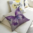 thumbnail image 5 of A purple butterfly Linen toss pillowcase Decoration pillowcase Gift preferred 24x24" Cushion cover 4 set Sofa pillowcase Sofa bedroom living room car, 5 of 8