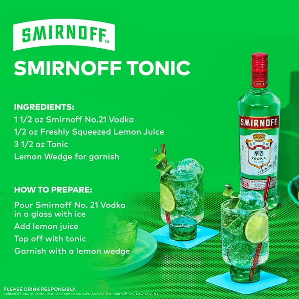 Smirnoff No. 21 80 Proof Vodka, 1 L, 40% ABV - Walmart Business