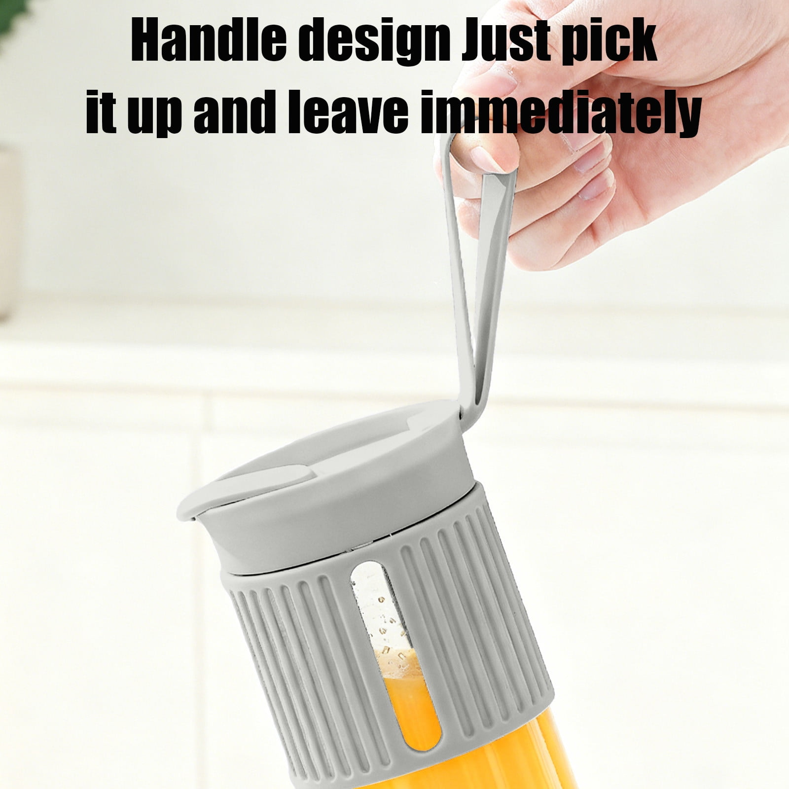 Electric Juicer Cup Portable Blender with 12-Blade Stainless Steel, Baby Food and Fruit Vegetable Mixer for Home and Travel, Compact Juice Extractor, High-Speed Glass Blender for Fresh Drinks