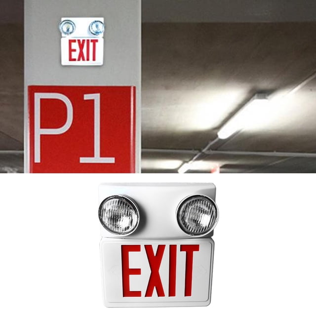 Emergency Exit Sign, 800mAh Battery Reserved Hole LED Exit Light US Plug 85-265V for Shopping Mall Supermarket