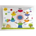 thumbnail image 1 of Ferris Wheel Pillow Sham, Nursery Theme Amusement Park with Castle Balloons Animals Riding Ferris Wheel, Decorative Standard Queen Size Printed Pillowcase, 30 X 20 Inches, Multicolor, by Ambesonne, 1 of 2