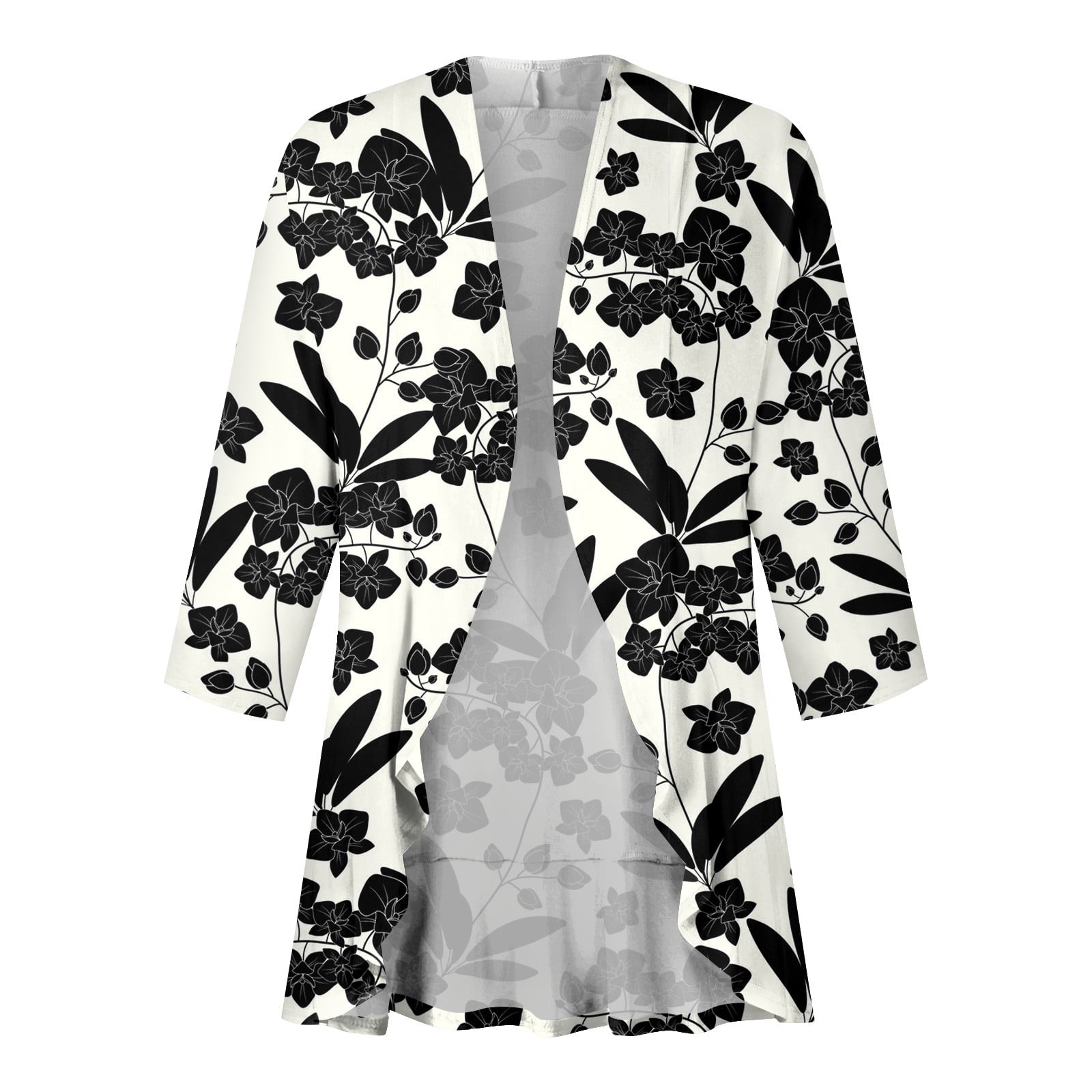 JULMCOMO Black and White Shrugs 3/4 Sleeve Cardigan for