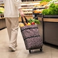thumbnail image 4 of Portable Rolling Shopping Cart with Wheels Foldable Grocery Tote Floral Print Expandable Market Bag Daily Errands, 4 of 7