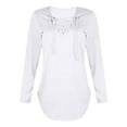 thumbnail image 3 of White Oversized Tshirts for Women, Linen Tops for Women Trendy, Long Sleeve Work Wear Women, S Cute Tops for Women, V-Neck Graphic Tee Dress, Tops T Shirts for Women, 3 of 5