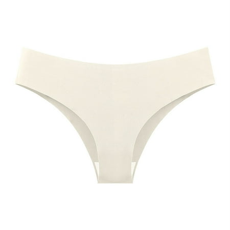 Mifelio Thongs for Women European and American Women s Briefs Female Non Pants Female Ice Silk Buttocks Lady Thong Panties for Women  Womens Underwear White L