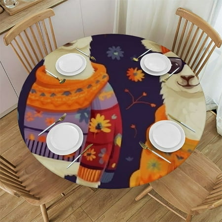

Bciig Round Table Cover Stain Resistant and Washable for Indoor Outdoor Tablecloth Kitchen Dining Wedding Parties 100% Polyester Tablecloth Table Cover 42 -46