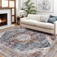 thumbnail image 1 of Boho Vintage Round Rug ft- Faux Wool Dreely Washable Area Rug Small Distressed Throw Rugs Floor Carpet for Door Mat Entryway Bedrooms Laundry (Round - ; Diameter Border ), 1 of 8