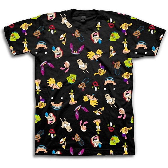 Nickelodeon Mens 90's Classic Shirt - Rugrats, Invader Zim, Ren & Stimpy, and Hey Arnold Vintage T-Shirt