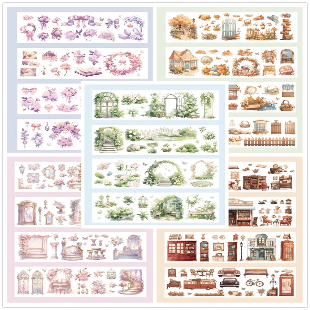 5 Rolls Washi Tape Set, Scrapbook Crafts Floral Decorative Masking Tape for Journaling Planner Card Making Album Art Teacher Classroom Supplies