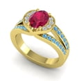 thumbnail image 2 of 2.35 Carat Oval Cut Red Ruby & Blue Topaz Gemstone Unique Wedding Ring for Women Solid 14K Yellow Gold Size 11.5 by Diamond-Capitals, 2 of 8