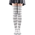 thumbnail image 1 of WBQ Women Thigh High Socks Striped Stockings Knee High Socks Over the Knee Socks for Teen Girls, 1 of 3