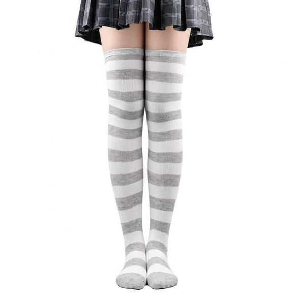 Women Stripes Thigh High Over Knee Stocking Socks