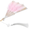 thumbnail image 2 of Embroidered Plume Fan Vintage Style Hand Fan Costume Party Dancing Hand Fan, 2 of 8