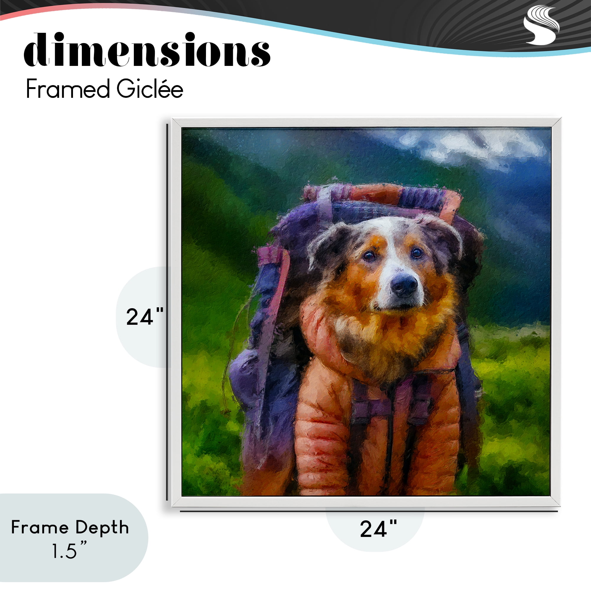 Stupell Industries Backpacking Hiker Dog White Framed Giclee Art, design by Sean Parnell