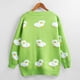 thumbnail image 5 of Chaqueta de punto de punto de gran tamaño para mujer Botones de oveja linda Frente con bolsillo MABOTO Verde/Talla única, 5 of 7