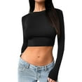 thumbnail image 1 of Haut Court Ajusté à Manches Longues Col Rond pour Femmes Tee-Shirt Basique Mode 2023, 1 of 6