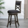 thumbnail image 2 of Cfowner 24" Counter Height X-Back Swivel Stool, Weathered Gray Finish, Charcoal Fabric Seat, 2 of 6