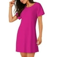 thumbnail image 2 of Disketp Darkmagenta para Camisón Corto de Manga Corta para Mujeres, Camisón Cómodo con Escote Redondo, Bonito y Confortable, 2 of 6
