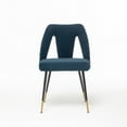 thumbnail image 3 of Hassch Set of 2 Contemporary Velvet Dining Chairs, Upholstered Kitchen Side Chairs with Nailhead Back and Black Metal Legs (Blue), 3 of 9
