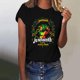 thumbnail image 3 of Tops de Manga Corta para las Mujeres de Ajuste Suelto, Día de la Independencia Negro Impreso, Cuello Redondo Suelto Superior, 3 of 4