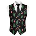 thumbnail image 5 of Yuyamidu Xmas Tree Men's Suit Vest Candy Canes Dress Vest for Men Size L Slim Fit Formal Business Waistcoat Tuxedo V-Neck Vests for Wedding, Christmas, 5 of 7