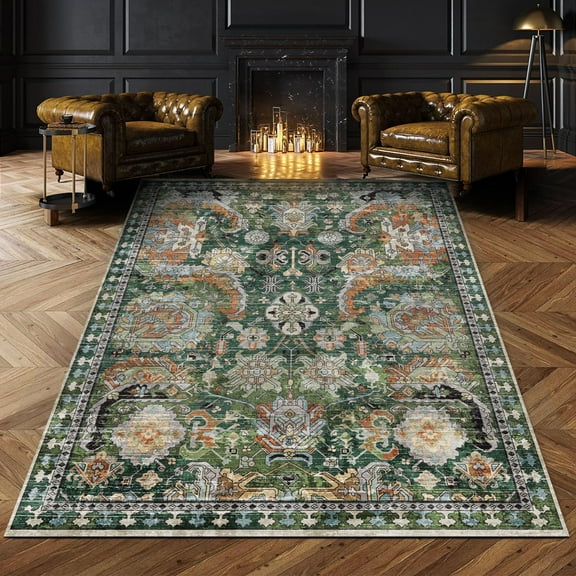 Washable Area Rugs - Perfect For Living Room, Bedroom, Stain & Water Resistant Non-Slip, Pet & Child Friendly, Vintage Tribal Area Rugs 1x2ft