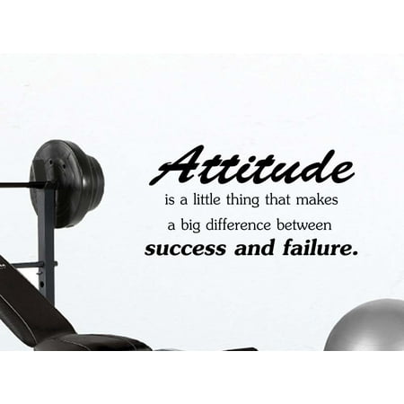Wall Words Lettering Saying Sign Attitude is a little thing that makes a big difference between success and failure office classroom motivational inspirational quote family love vinyl saying Jordan wall art lettering sign room decor ()