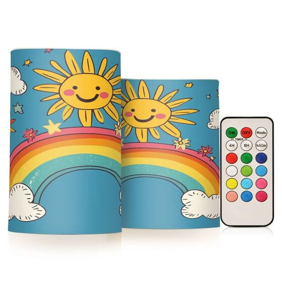 Yayeee Flameless Candles with Remote Flickering Battery Operated Multi Color Changing, Cowboy Pattern