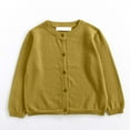 thumbnail image 2 of Wxirdiow Girls Sweaters Girls Classic Knit Cardigan School Uniform Sweater Crewneck Button Front Outerwear Kids Girls Light Yellow Size,5-6 Years, 2 of 5