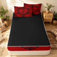 thumbnail image 4 of Erosebridal Victorian Damask Zipper Queen Comforter Set with Fitted Sheet and 2 Pillowcases, Bohemian Death Skull Zipper Bedding Set, Black Red, Black Reversible, 4 of 7