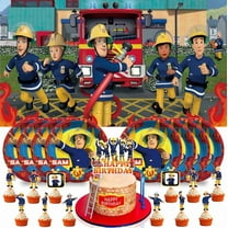 Fireman Sam Party Supplies Birthday Decorations Plates Banner Kids Cake Toppers Set Decor