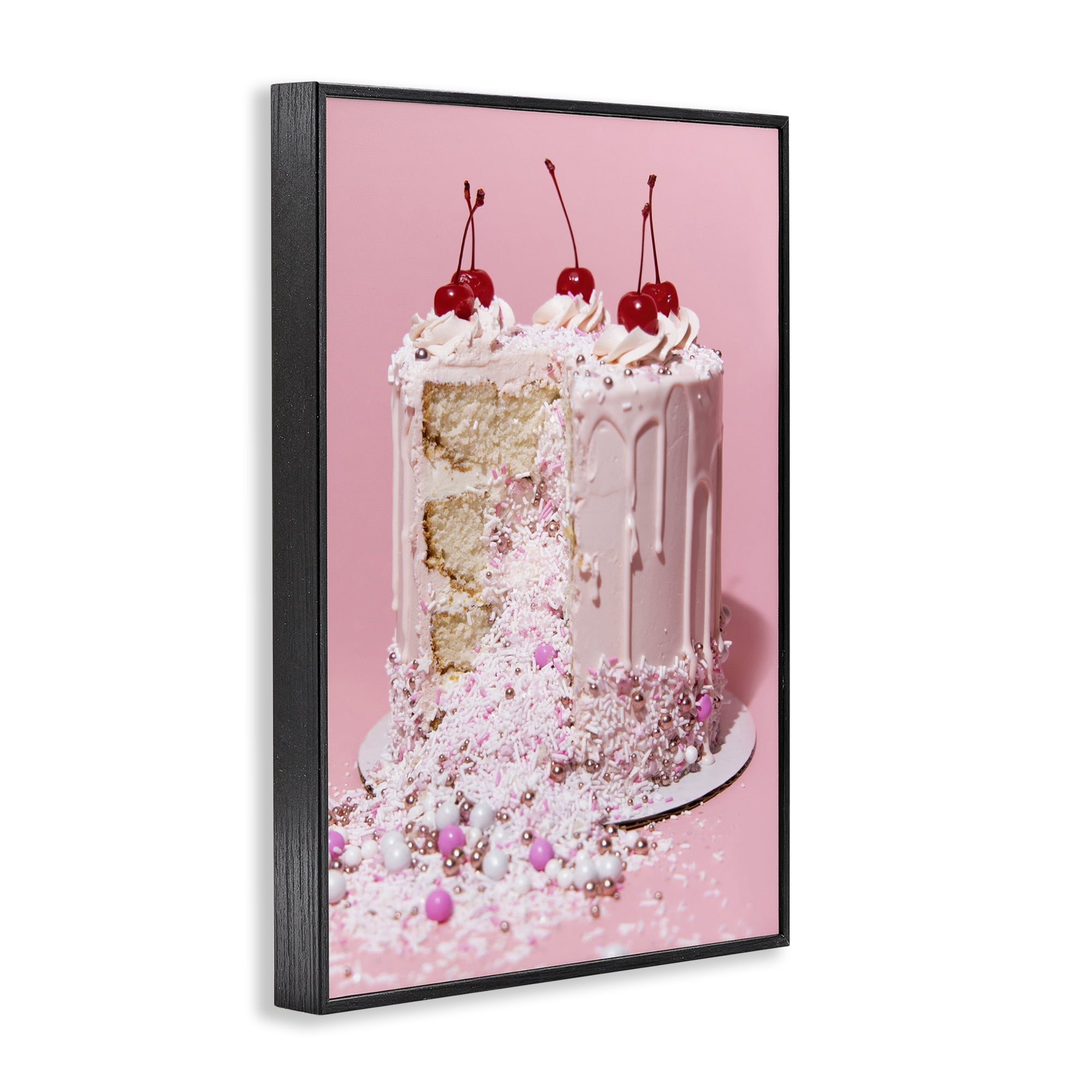 Stupell Industries Glam Gemstone Cake Food & Beverage Painting Black Framed Art Print Wall Art, 12 x 18
