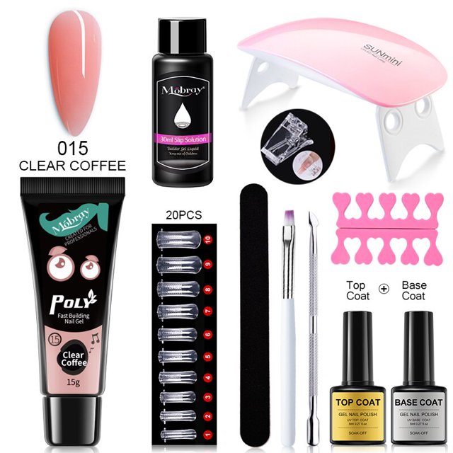 Kit de Gel polivinílico para uñas, lámpara LED UV para uñas, Gel de extensión para uñas, juego de arte de uñas con purpurina y solución deslizante, herramientas de manicura Tan Jianjun unisex