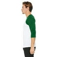 thumbnail image 4 of Bella  Canvas Unisex 3/4-Sleeve Baseball T-Shirt - White/Kelly - XS - Style  3200 - Original Label, 4 of 4