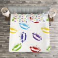 thumbnail image 3 of Ambesonne Colorful Quilted Bedspread Set 3 Pcs, Seductive Lips Kisses Art, King Size, Multicolor, 3 of 3