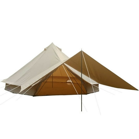 INTBUYING Outdoor Waterproof Canvas Bell Tent with 19.69ft (6M) Front Awning Hunting Camping Tent 022594