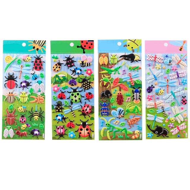Pegatinas de insectos de dibujos animados ANGGREK 3D 4 hojas