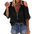 thumbnail image 2 of Gbsyewxs Womens Tops Ruffle Sleeve Crew Neck Solid Color Soft Summer T Shirts For Women Army Green, 2 of 2