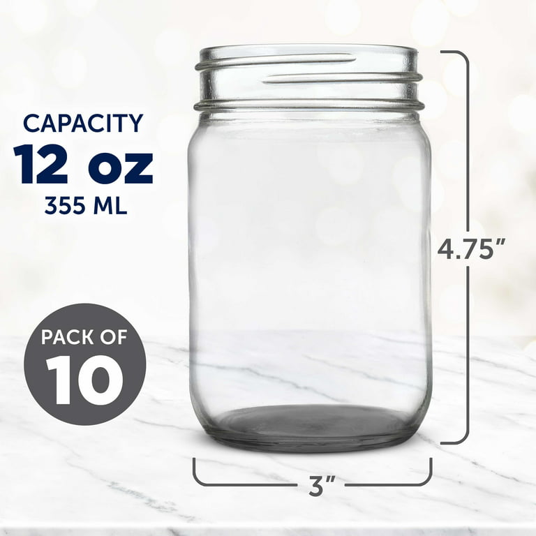 12 Set Wide Mouth 12 oz Mason Jars Bulk with 20 Pcs 2'' Homemade with Love  Label, Glass Mason Jars Clear Canning Jars with Lids for Snacks Dry Food