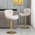 thumbnail image 2 of Swivel Kitchen High Bar Chairs with Golden Base Velvet Bar Stool Chair Height Adjustable Counter Chair with Back Swivel Barstool with Footrest for Kitchen Dining Room (Set of 8), 2 of 9