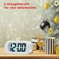 thumbnail image 5 of Reloj despertador electrónico, reloj despertador con pantalla LCD grande, con luz nocturna, funciona con pilas, adecuado para alarmas de viaje y de cabecera (blanco), 5 of 5