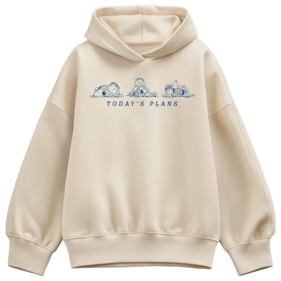 Peanuts - Today's Plans Oversized Fleece Hoodie Sweatshirt