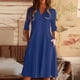 thumbnail image 1 of Vestido Qarigey Color sólido Mujer Ropa de verano de media manga azul, 1 of 4