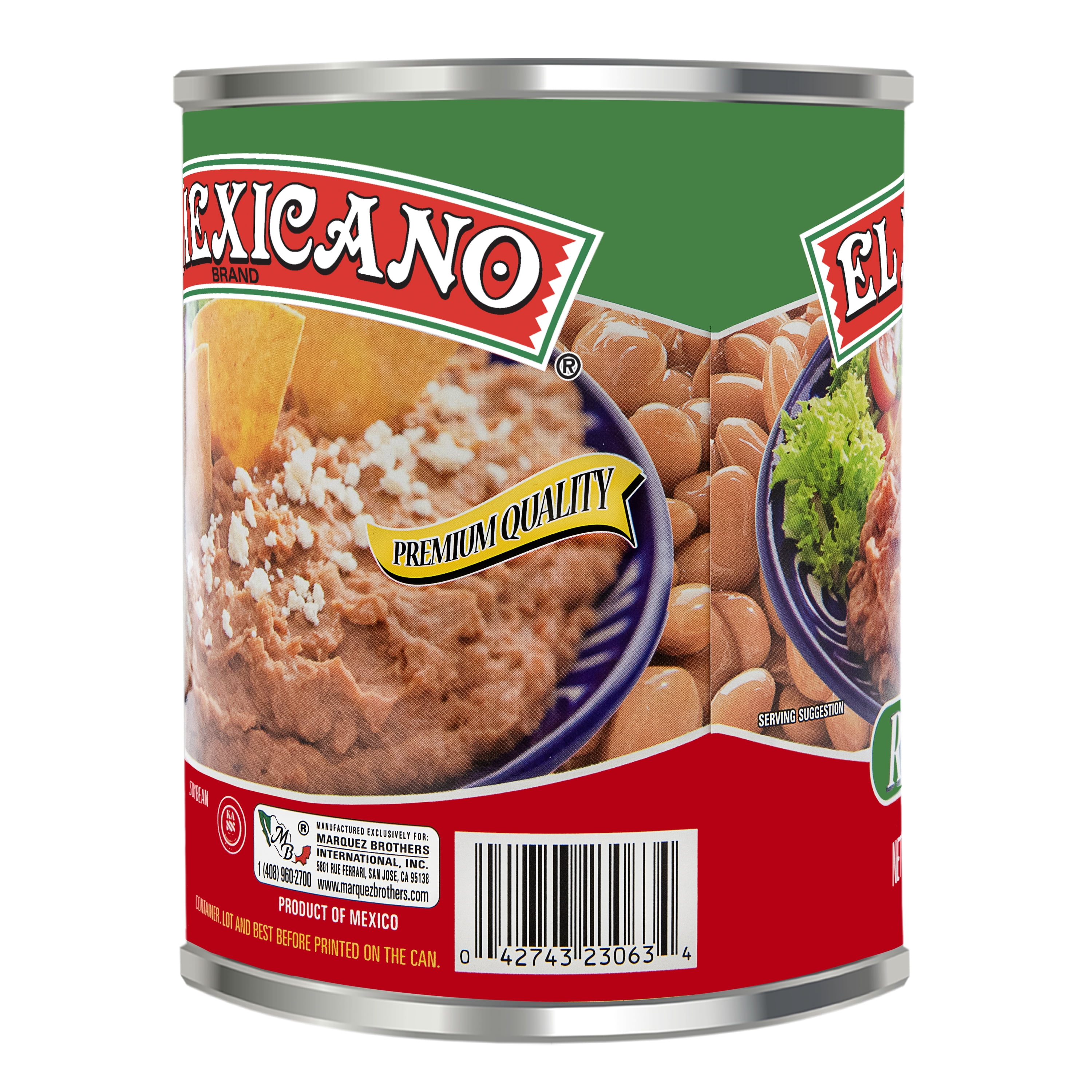 El Mexicano Refried Beans, Frijoles Bayos Refritos, 28 oz Can