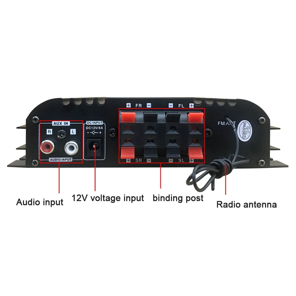 Bluetooth 5.0 Car Audio Power Amplifier: 4-Channel Stereo Receiver - Ideal for Home Theater - 12V, Radio, USB/SD Card, AUX-in - LCD Display - Elevate Your Car Audio Experience