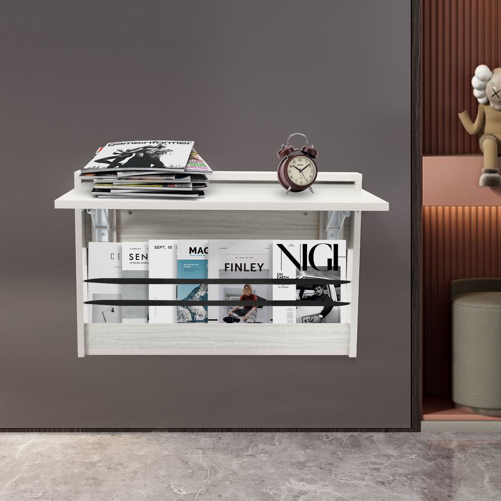 Dwellnix Folding Wall Table Light Gray Fold Down Table Wall Mounted Workbench Home