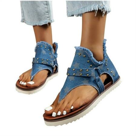 

SHENGXINY Sandals For Women 2022 Summer Clip-toe Shoes Zipper Comfy Sandals Flats Casual Beach Sandals Ladies Fashion Outdoor Shoes